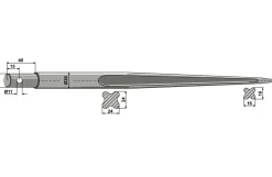 Læssetand, 22 x 820 mm