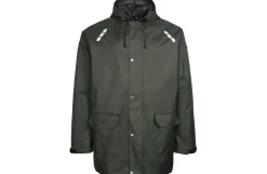 PU-regnjakke med cap og reflekser, olivengrøn - 3XL