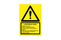 Skilt, advarsel - livsfarlig gas