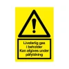 Skilt, advarsel - livsfarlig gas i beholder