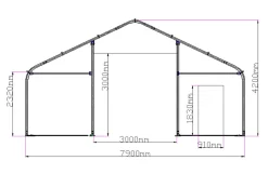 Telthal 9,15x7,90x4,20 m, opbevaringstelt